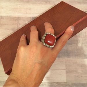 Red carnelian costume ring